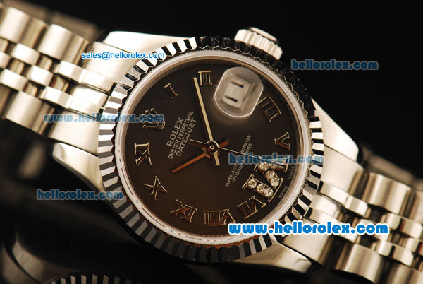 Rolex Datejust Automatic Movement ETA Coating Case with Chocolate Dial and Roman Numerals - Click Image to Close